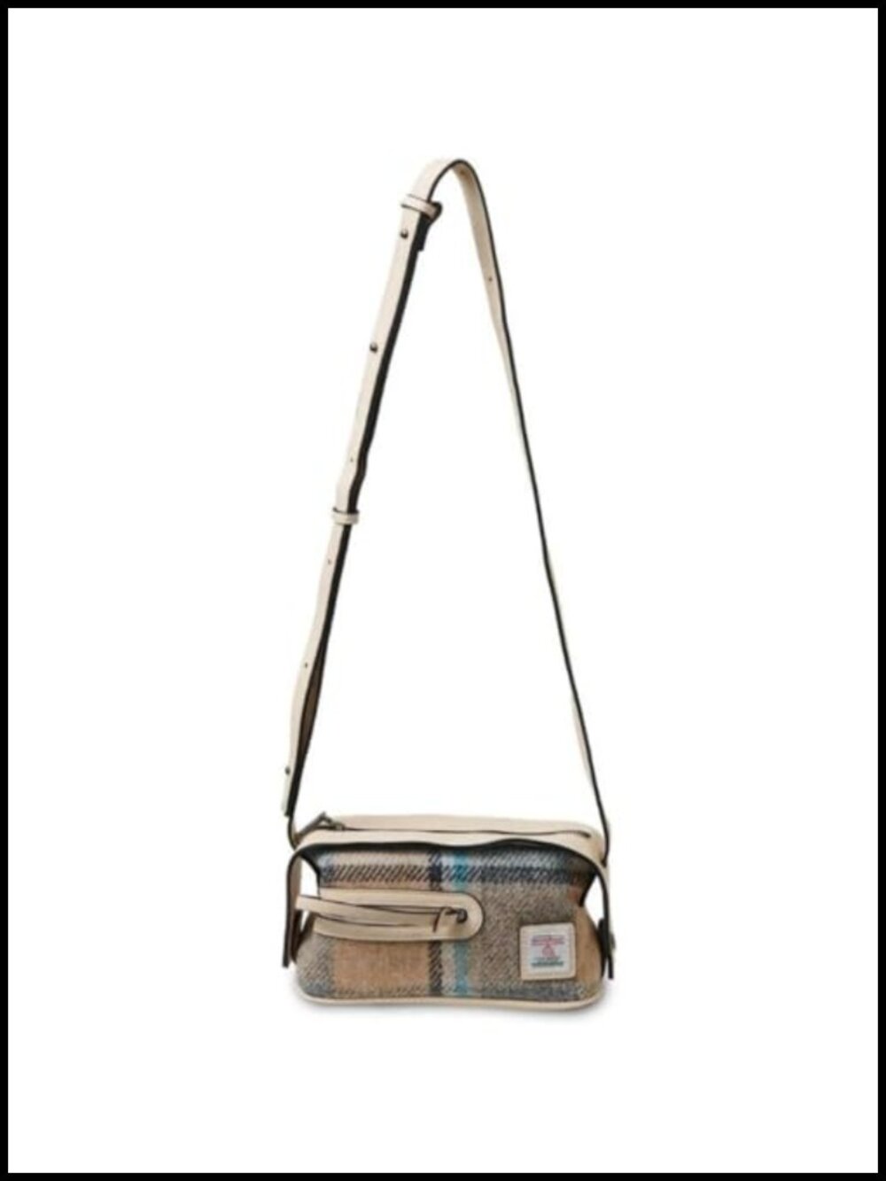 Harris Tweed Shoulder Bag Crossbody Microfiber Leather Trim